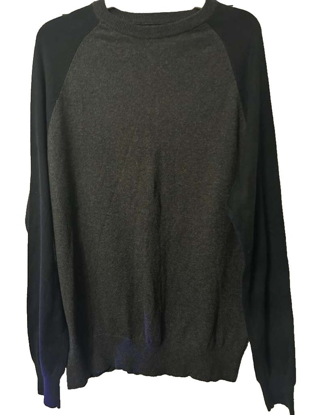 J.Crew Cotton with Cashmere Crewneck Sweater Mens XL Black Gray Pullover